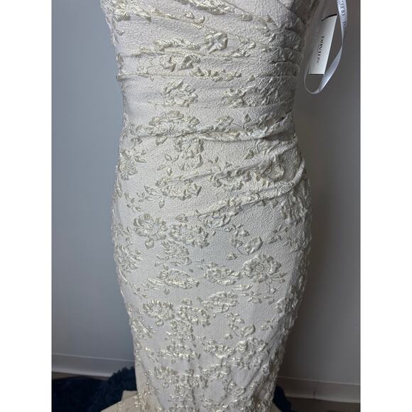 Oleg Cassini Off The Shoulder Ruched Jacquard sz 6 formal - Picture 5 of 11